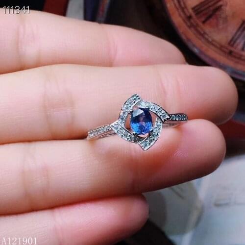 KJJEAXCMY boutique jewelry 925 Silver-inlaid Natural Sapphire Girl Ring Support Detection