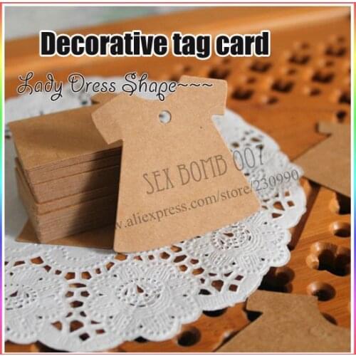 Zakka 200pcs/lot Cute Lady Dress Shape Home Decoration Kraft Paper Cards Labels Hang tags Diy Candy Gift Wrap Card Free Shipping