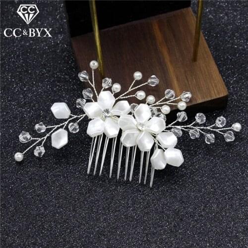 CC Combs Hair Stick Crown Tiara Engagement Wedding Hair Accessories For Bride Crystal Rhinestone Pearl Hairwear Headdress M093
