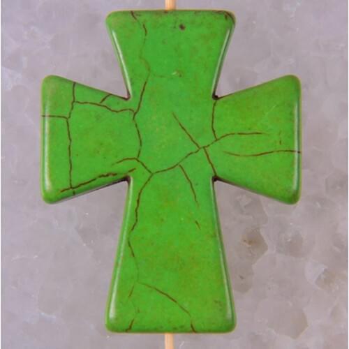50x40MM Green Howlite Bead Cross Pendant Jewelry For Woman Gift S011