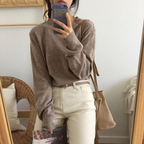 Alien Kitty 2021 New Women O-Neck Sweaters Knitted Female Basewear Loose Solid Elegant Pullovers Office Lady Casual Tops