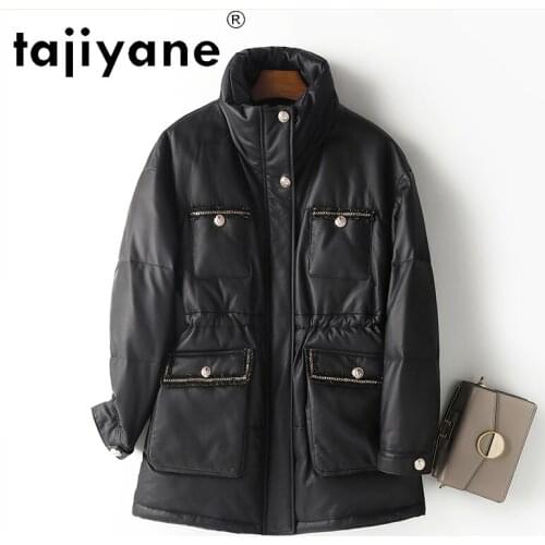 Winter for Jackets Women White Duck Down Coats Womens Genuine Leather Jacket Woman Sheepskin Long Coat Casaco TN1214
