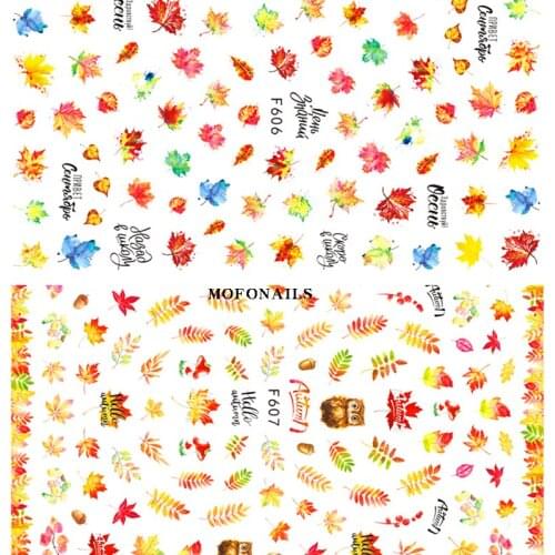 1pc Nail Transfer Sticker Autumn/Flower/Flaming/lavender Water Transfer Adhesive Sticker DIY Nail Wrap Tattoo Sticker Decoration