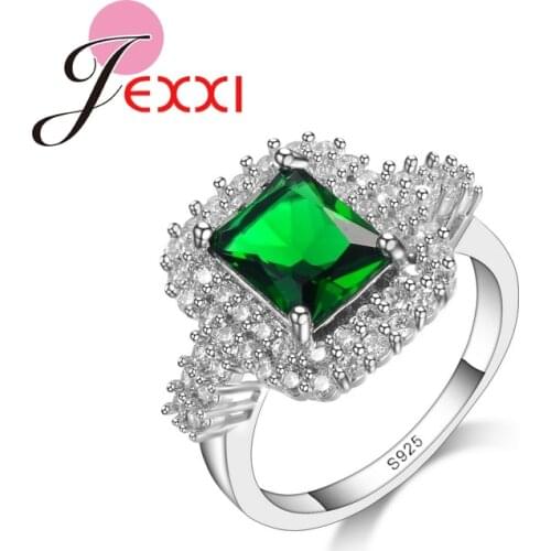 100% Real 925 Sterling Silver Super Cubic Green Zircon Nice Wedding Ring Top Quality Engagement Accesories New