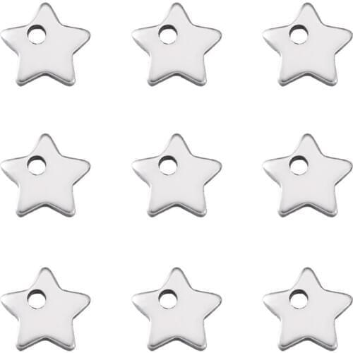 20pcs 304 Stainless Steel Mini Stars Charms Necklace Pendants For DIY Jewelry Making Finding Accessories 6x6x1mm Hole: 0.5mm
