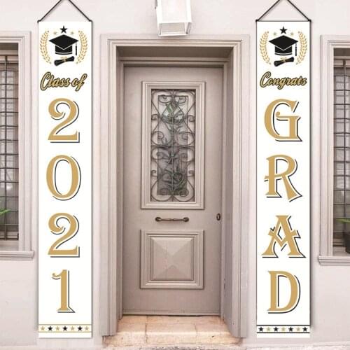 2021 Graduation Couplet Banners Party Hanging Flags Porch Sign Outdoor Indoor Home Front Door Wall Graduation Party Decor EA28