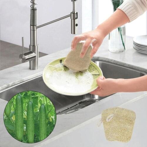 4Pcs Thickened Anti-Oil Natural Loofah Cleaning Sponge Dish Towel Kitchen Cleaning Washing Towels