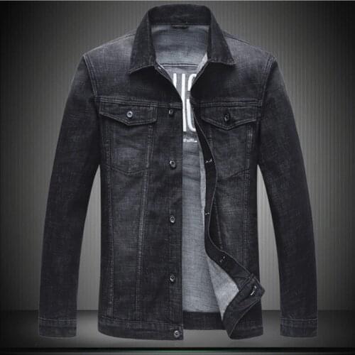 6XL Denim Jacket 5XL Man Jean Outerwear Casual Turn-down Collar Black Men Jackets and Coats 7120