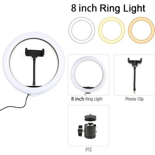 8/10/12/13 inch Led Ring Light Dimmable Desk Selfie Ringlight for Makeup YouTube Video Live Streaming Photography 3 Light Modes