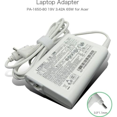 Laptop Adapter 19V 3.42A white 65W 3.0*1.1mm for Acer Aspire S3-391 S7-392-9439 PA-1650-80 KP.06503.006 Ultrabook plug Adapter