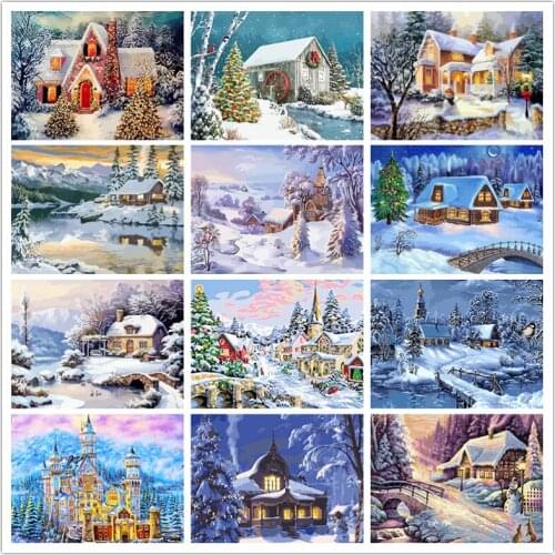 SHAYI 5D Diamond Painting Fantasy House Snowscape Full Square/Round Drill Embroidery Cross Stitch Home Decor Painting