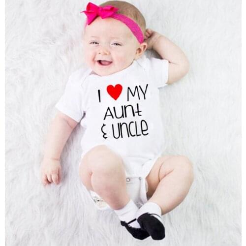 I Love My Aunt and Uncle Newborn Baby Bodysuit Funny Short Sleeve Letter Print Baby Boy Onesies Cotton Girl Outfit Romper