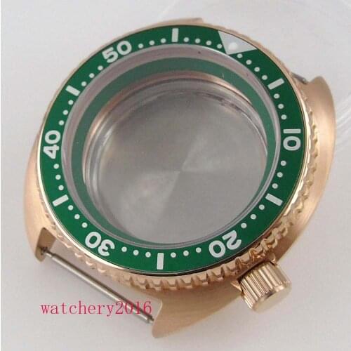 BLIGER Rose Gold Plated Automatic Brushed Watch Case fit NH35A NH36A Movement Chapter Ring Screwdown Crown Flat Sapphire Glass