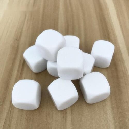 DIY 100Pcs/Lot High-quality 20mm White Blank Dice Can Write Children Interesting Teaching Design Dice Set Wholesale Boardgame
