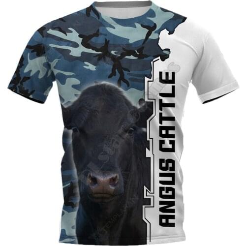 PLstar Cosmos Angus Cattle 3D Printed t-shirt Harajuku Streetwear T shirts Funny Animal Men For Women Short Sleeve 01