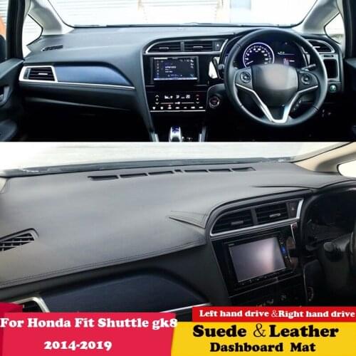 For Honda Fit Shuttle Wagon Gk8 2014 2015 2016-2018 Leather Dashmat Dashboard Cover Sunshade Protective Carpet Dash Mat Suede
