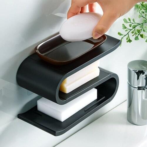Creative S Shape Soap Rack Wall Mounted Sink Organizer 3 Layers Bathroom Toilet Draining Soap Dispenser Sponge Storage Holder
