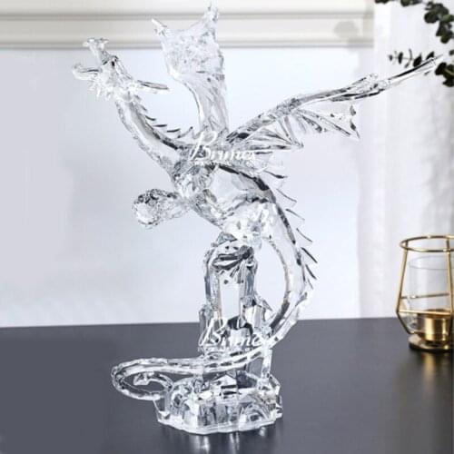Creative New Product Crystal Glass Luminous Fire-breathing Dragon Decoration Home Adornment Living Room Bedroom Desktop Ornament