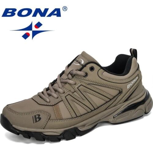 BONA 2019 New Designers Cow Split Running Shoes Outdoor Sports Shoes Men Trendy Athletic Training Footwear Male Jogging Sneakers
