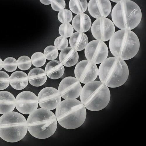 YHBZRET Natural White crystal Matte glass Round Spacer Loose Beads For Jewelry making 4/6/8/10/12MM DIY Bracelet Accessories