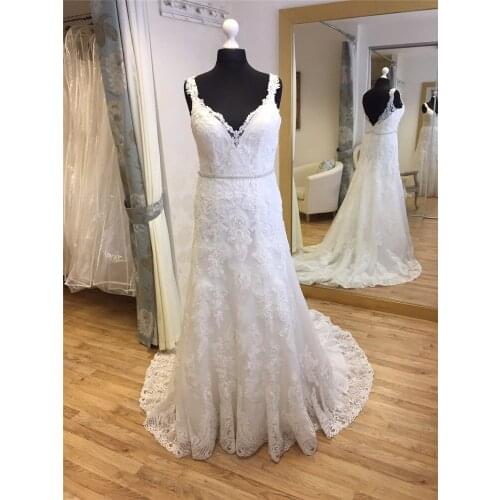 A Line Bridal Dress Wedding Dresses 238Vestido De Boda Tank Straps Robe Mariee Sweetheart Appliques V Back Made To Measurements