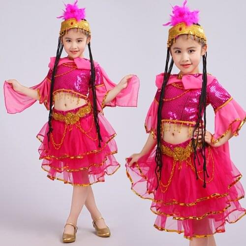 New childrens dance skirt costume childrens girls Indian dance Xinjiang stage performance clothing