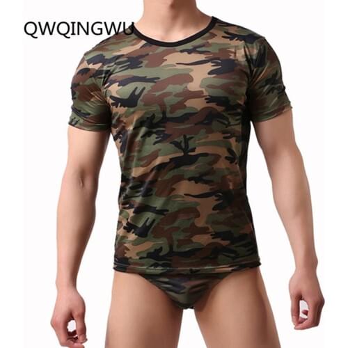 QWQINGWU Mens Camouflage T-Shirts