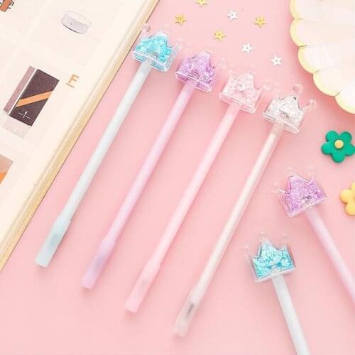 32 pcs/lot Creative Crown Sequins Gel Pen Cute 0.5 mm black Ink Signature Pens Promotional Gift School Supplies