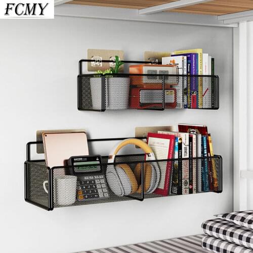 School Dormitory Wall Hanging Frame Shelf Flower Pot Book Metal Storage Rack Holder with Suction Cup Bathroom Accessories