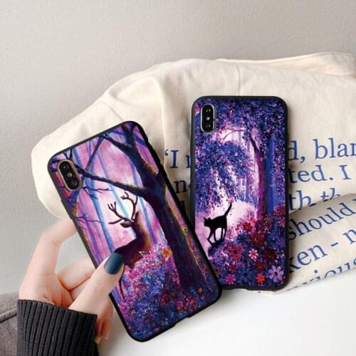 Fantasy Forest Oil Painting Deer Phone Cases For iPhone 6s 7 8 Plus SE 2020 11 12 Pro Max X XS MAX XR Soft Silicone Back Cover