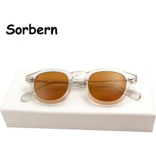 Crystal Sunglasses Round Men Acetate Frame Rivet Brand Designer Fashion Tinted Sun Glasses For Women Vintage Driving Eyewear