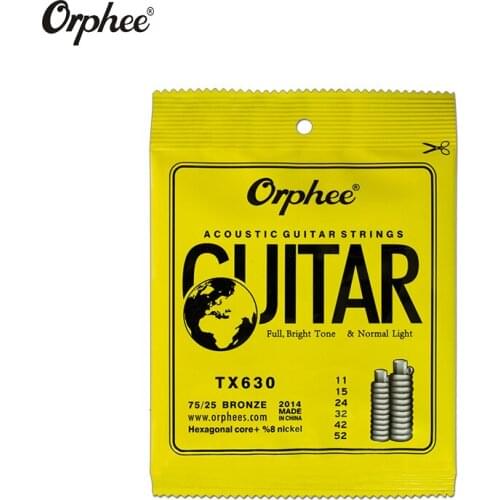 Orphee TX630 011-052 Acoustic Guitar Strings Hexagonal core+8% nickel Bronze Bright tone Extra light guitar Accessories