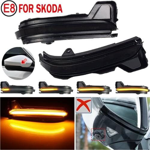 For SKODA KODIAQ 2016-2020 2pcs Dynamic Blinker LED Turn Signal Lights Smoked Flowing Rear View Mirror Lights Indicator