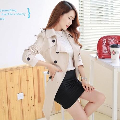 Spring Clothing Plus Size Autumn Double Breasted Md-long 2020 New Fashion Belt rench Coat for Women Outwears trench
