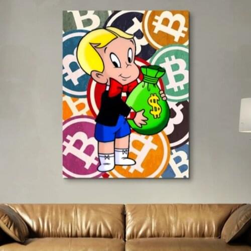 High Quality Hand Painted Creative Graffiti Popular Art Richie Rich On Canvas For Childrens Bedroom Wall Decoration