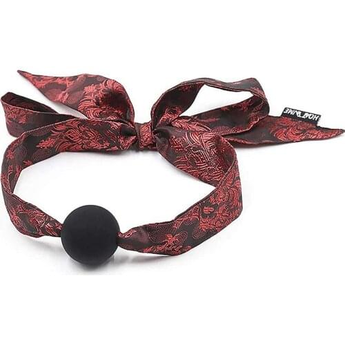 Yoga Satin Mouth Plug Black Solid Round mouthball Tied Couple Toys Stage Performance Props