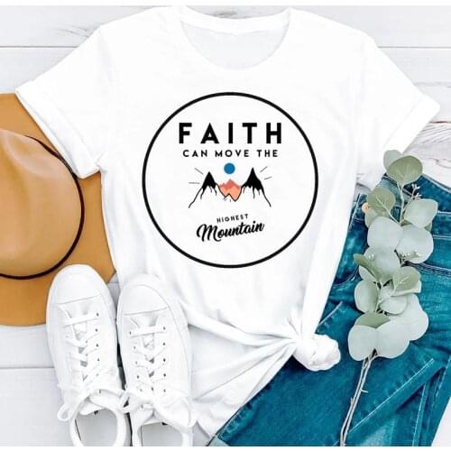 Summer Faith Letter Printing Trend 90s Cartoon Short Sleeve Women Fashion Clothes Print Tshirt Female Tee Top Graphic T-shirt