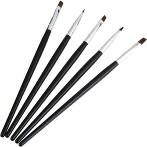 10sets/lot 5 pcs Black Nail Art Brush Set for UV Gel Builder Salon Pen Flat Brush Kit Nail Tools Wholesales SKU:G0051X