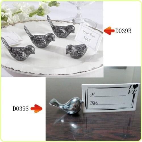 100pcs/lot Antiqued love bird or Silver love bird Place Card Holder wedding party table decor bridal shower favor Free Shipping