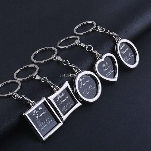 200pcs Metal Zinc Alloy Insert Photo Frame Keyring Artworks Keychain Picture Frames Keychain Fob Best Love Gifts