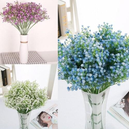 3Pcs/Set Plastic Artificial Flowers Bouquet White Gypsophila DIY Wedding Home Balcony Outdoor Decoration babysbreath Fake Flower