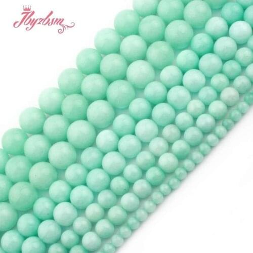4 6 8 10mm Blue Amazonite Jades Round Natural Loose Smooth Stone Beads For DIY Necklace Bracelats Jewelry Making Strand 15"