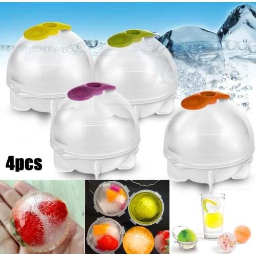 4PCS Round Ball Ice Cube Mold DIY Ice Cream Maker Plastic Ice Mould Whiskey Ice Tray for Bar Tool Kitchen Gadget Accessories