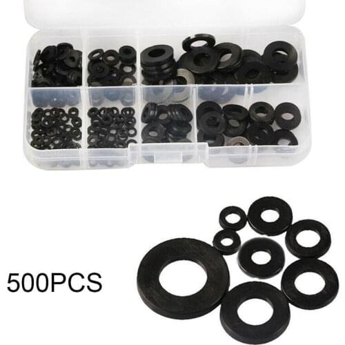 500pcs Plastic Rubber Washer Flat Gasket Washer Assortment Kit M2 M2.5 M3 M4 M5 M6 M8 Seals Gasket Ring Washer
