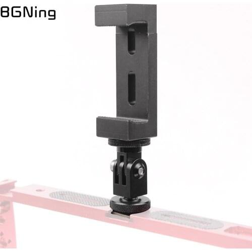 Aluminum Phone Clip Mobile Holder SLR Camera Tripod Support 84mm Width with Cold Shoe Mount 1/4" 3/8" Hole Clamp for Nokia 7plus