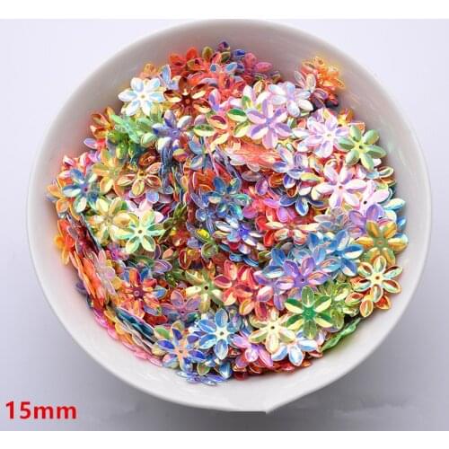 50g/lot 15mm Flower Sequins for Crafts Paillettes Sewing Wedding Sequin Craft Glitter Confetti Women Garments Accessories