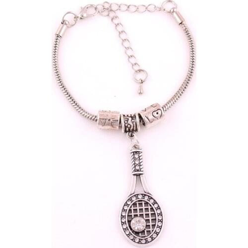 Sporty Style Charm Bracelet For Unisex Tennis Racket With Beautiful Crystals Healthy Jewelry Zinc Alloy Provide Dropshipping