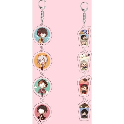 Bungo Stray Dogs Long Acrylic Cute Anime Keychain For Bag Car Women Men Male Female Key Ring Cute Love Jewelry Drop Shipping