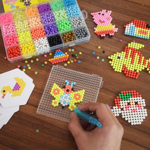 300Pcs/Set 36 Colors 5mm Aqua Water Beads Spray Perler Magic Bead Educational 3D Diy Puzzles Accessories for Children Toys