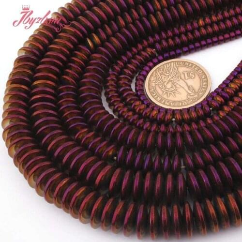 Natural Heishi Hematite Purple 2x3/3x8/3x12mm Stone Beads For Necklace Bracelet Earring Jewelry Making Strand 15" Free Shipping